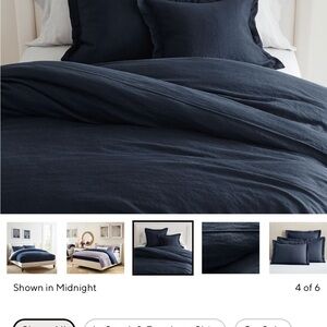 Pottery Barn Midnight Blue Linen Duvet Cover